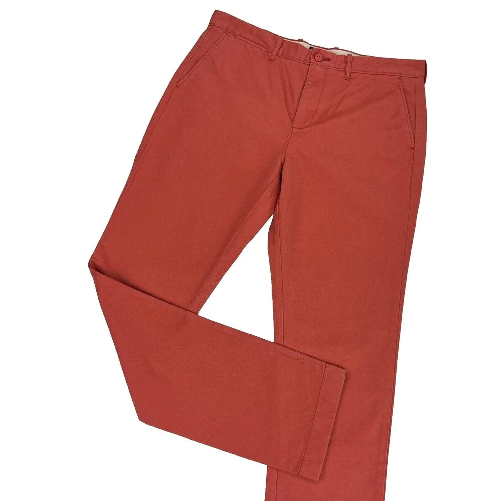 J.Crew NWT Mens 34 x 34 Broken In Chino Pants Coral Orange Tapered‎ Preppy